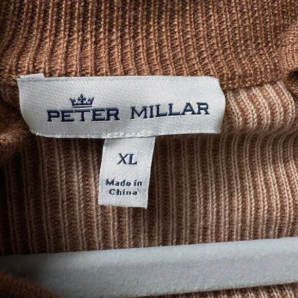 Peter Millar 100% Merino Wool Half Zip Sweater Tan Brown Size XL FLAW - Picture 6 of 6